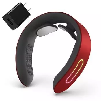 NIPLUX NECK RELAX Domestic Manufacturer Nisso Plus Shoulder Neck Cordless Quiet Lightweight Respect for the Aged Day Birthday Present AC Adapter Co., красный