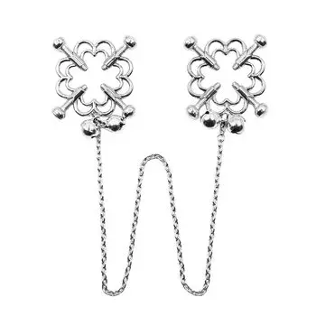Nipple torture for men and women Nipple clips Nipple clips with bell chain connection Beautiful flower shape Set of 2 Nipple clips No pain Nipple