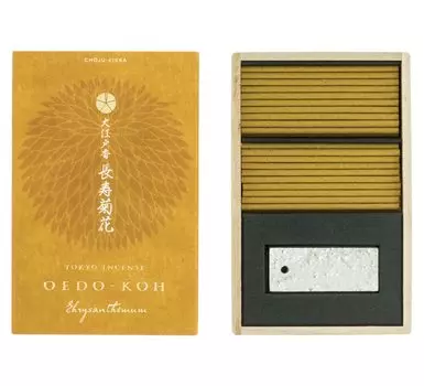 Nippon Kodo Oedo Incense Longevity Chrysanthemum 60 sticks with incense holder (Choju Kikka)