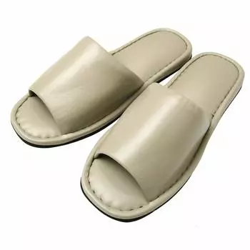 Nippon Slippers Slippers Faux Leather Plain Indoor Toilet For Guests Men Women Beige Fluffy Cushion 147591 25-27cm