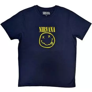 Nirvana Yellow Smile Синяя футболка унисекс