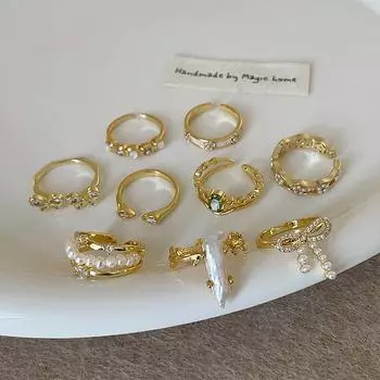 Ниша легкое роскошное жемчужное циркониевое золотое открытое кольцо коллекция женское простое элегантное модное универсальное кольцо кольцо