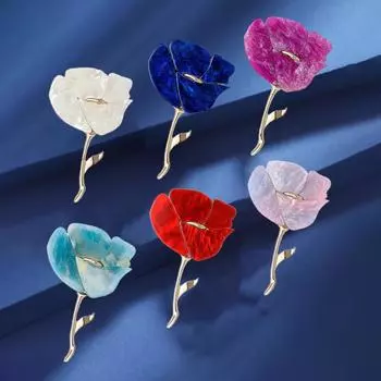 Ниша Простая Многоцветная Тарелка Цветок Брошь Женская Личность Плоская Роза Булавка Темперамент Костюм Брошь красный