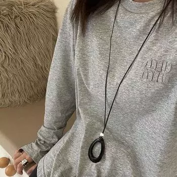 Ниша Пустая капля воды Черная веревка Ожерелье Женское Простая личность Мода Изысканная Универсальная цепочка для свитера Цепочка на ключицу