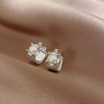 Ниша, темперамент, простая жемчужная пряжка для ушей, высокий уровень чувственного света, роскошные серьги для женщин, холодный ветер, индивидуальность, дикие украшения для ушей серебряный