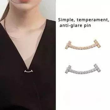 Нишевая брошь с антибликовым покрытием, простая нежная булавка для выреза рубашки, фиксированная одежда 2cm золотой