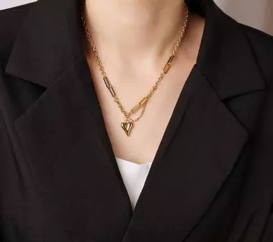 Нишевая цепочка на ключицы, цепочка на шею, сетка, красная, простой темперамент, титановая сталь, ожерелье «любовь», ювелирные изделия для девочек серебряный