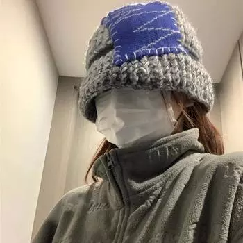 Нишевая дизайнерская нашивка ручной работы из кашемира вязаная шапка осень и зима теплая шерстяная шапка панама для мужчин и женщин прилив M56-58cm чёрный