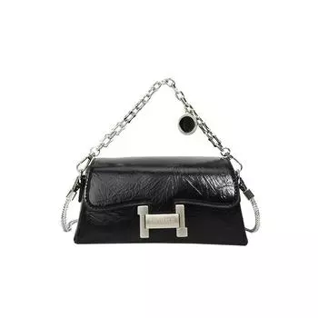Нишевая дизайнерская серебряная сумка, женская модная простая популярная сумка подмышками, женская сумка с цепочкой на плечо, сумка через плечо чёрный