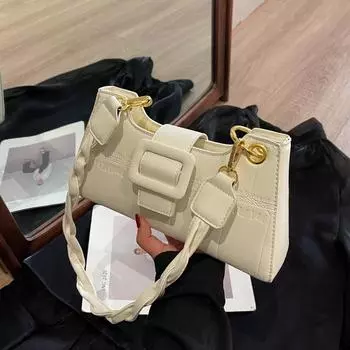 Нишевая дизайнерская сумка высокого класса для женщин 2024 года, весна-лето, новая сумка-багет на одно плечо с узором из камня под мышкой бежевый