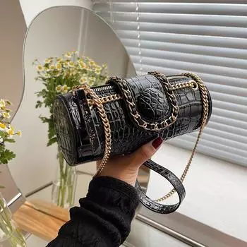 Нишевая дизайнерская сумка женская новая модная цепочка на плечо сумка-мессенджер сумка-цилиндр чёрный