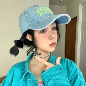 Нишевая интернет-знаменитость шляпа женская алфавит солнцезащитный козырек лицо маленькая бейсболка мужская ковбойская вышитая кепка для пары adjustable