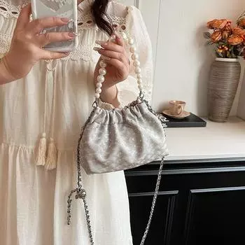 Нишевая китайская сумка с рябью в стиле фэн-шуй, женская сумка, универсальная сумка с жемчужной цепочкой, сложенная сумка в западном стиле, новый стиль