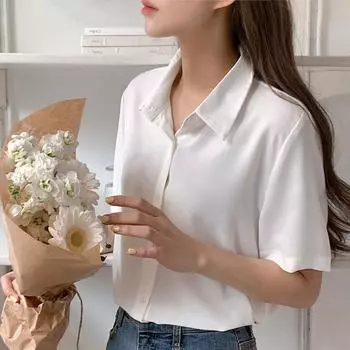 Нишевая легкая роскошная рубашка поло с открытыми плечами для женщин на лето со свободным универсальным верхом для ношения на открытом воздухе, блузки и рубашки S белый