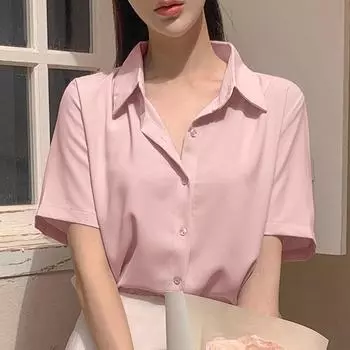 Нишевая легкая роскошная рубашка поло с открытыми плечами для женщин на лето со свободным универсальным верхом для ношения на открытом воздухе, блузки и рубашки S тёмно-синий