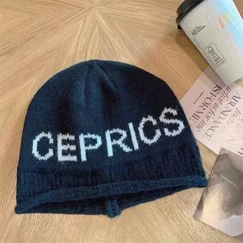 Нишевая личность уличная вязаная шапка с буквами свитер холодная шапка женская осень и зима прилив бренд пара шерстяная шапка показывает маленькое лицо M56-58cm бежевый