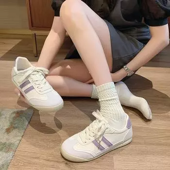 Нишевая мода немецкие кроссовки 2025 новые плоские и универсальные спортивные маленькие белые туфли сверхлегкие повседневные туфли Форрест Гамп женские 35 чёрный