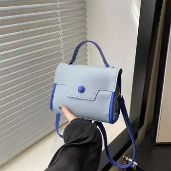 Нишевая модная маленькая квадратная сумка для женщин 2024 года, новая текстура, контрастный цвет, сумка через плечо в иностранном стиле, простая повседневная сумка-мессенджер чёрный