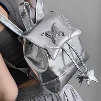 Нишевая модная универсальная сумка-ведро с цепочкой 2024 года, новый рюкзак Xiaoxiangfeng, серебряный рюкзак премиум-класса серебряный