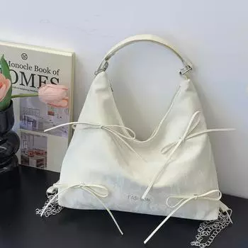 Нишевая нежная модная текстура бант сумка через плечо женская летняя новинка 2024 года персонализированный рюкзак сумка женская чёрный