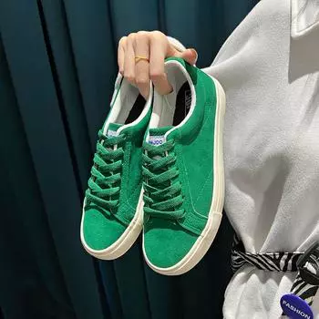 Нишевая обувь для пар в стиле ретро, женская весенняя корейская версия, новые зеленые парусиновые туфли, универсальные спортивные повседневные туфли для скейтборда 35 красный