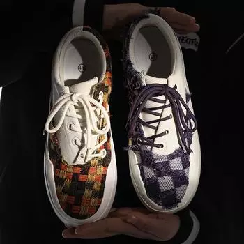 Нишевая обувь для пар, высококачественные вулканизированные тряпки, парусиновые туфли, весенние, новые модные мужские туфли на платформе в стиле ретро 35 оранжевый