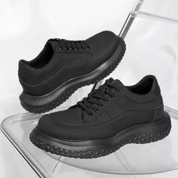 Нишевая обувь с толстой подошвой, спортивная парусиновая обувь для мальчиков, японские ретро-уродливые милые туфли с большой головой, чисто черные туфли для инструментов 38 чёрный