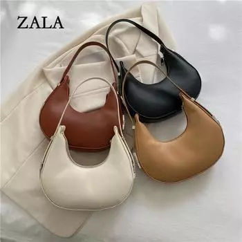 Нишевая однотонная дизайнерская сумка женская новая модная простая персонализированная сумка-полумесяц подмышкой универсальная портативная сумка через плечо чёрный