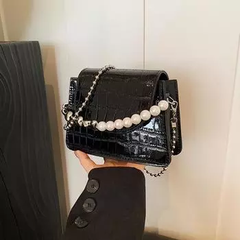 Нишевая персонализированная глянцевая дизайнерская маленькая сумка женская летняя 2024 мини-цепочка маленькая квадратная сумка модная 100 простая сумка через плечо белый