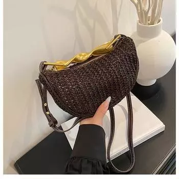 Нишевая плетеная соломенная сумка ручной работы женская летняя новая сумка-мессенджер для пляжного отдыха на море, сумка-пельмень