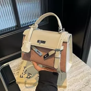 Нишевая портативная маленькая женская сумка контрастного цвета в стиле ретро высокого класса, маленькая квадратная сумка-мессенджер розовый