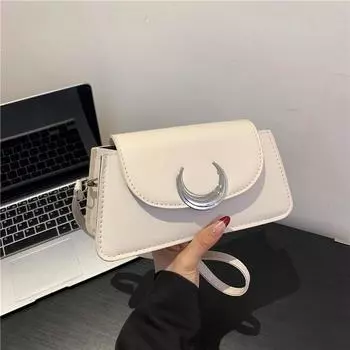 Нишевая повседневная универсальная сумка подмышкой из высококачественной фактурной ткани 2024 года, женская новая сумка-мессенджер через плечо с полумесяцем для поездок на работу белый