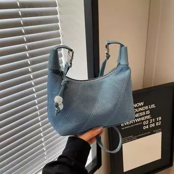 Нишевая простая сумка простая сумка-ведро 2024 новая модная сумка через плечо простая сумка-мессенджер в иностранном стиле светло-синий