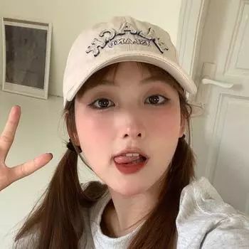 Нишевая ретро-бейсболка с буквами для детей, летняя универсальная, для пары, для показа лица, маленькая, большая окружность головы, широкополая, солнцезащитная кепка Adjustable WSD-black baseball cap бежевый