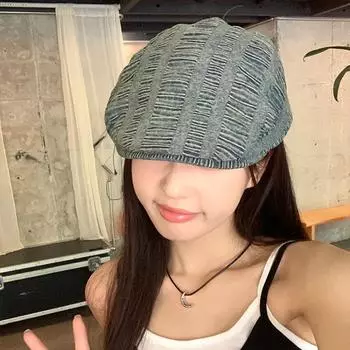 Нишевая ретро-фактура, дизайн, передовые шляпы для женщин, лето и осень, тонкие, повседневные, универсальные, для показа мод, маленькие береты 56-58cm серый