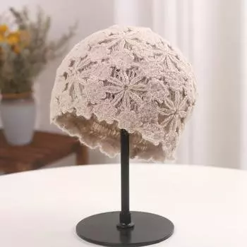 Нишевая ретро литературная кружевная цветочная ажурная шляпа женская милая модная вязаная шерстяная шапка меховая шапка 55-60cm