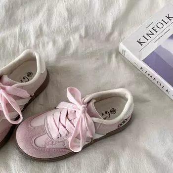 Нишевая шикарная универсальная повседневная обувь для скейтбординга, тренд 2025 года, ранняя весна, новые корейские милые немецкие кроссовки с вышивкой KT cat для женщин 35 розовый