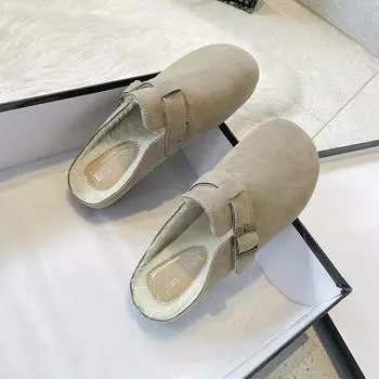 Нишевая сумка-голова полутапочки женская верхняя одежда 2024 года версия новых ретро больших голов уродливых милых мягких подошв классные тапочки 35 абрикосовый