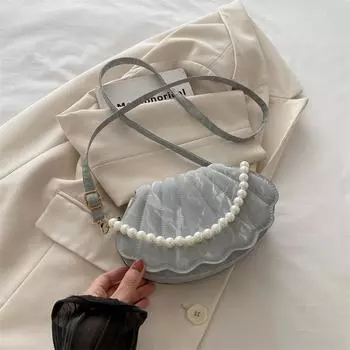 Нишевая сумка-ракушка, маленькая квадратная сумка, стильная и простая наплечная сумка, повседневная, для отдыха, для поездок, сумка-мессенджер серебряный