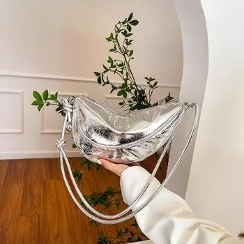 Нишевая сумка женская новая модная универсальная сумка-мессенджер изысканная на плечо подмышку сумка-пельмень серебряный