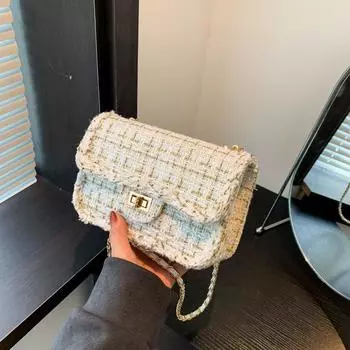 Нишевая темпераментная и модная маленькая сумка в ароматном стиле. Весенне-летняя тканевая цепочка. Новая сумка через плечо на одно плечо. 20x10x20cm белый