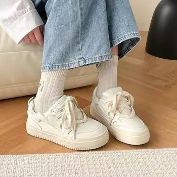 Нишевая тенденция маленькие белые туфли обувь для досок женская обувь 2024 love shoes ins универсальная повседневная мода обувь для хлеба 35 синий