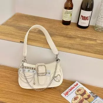 Нишевая тенденция Millennium Spice Girl сумка женская 2024 новая повседневная сумка ретро сумка через плечо подмышку белый