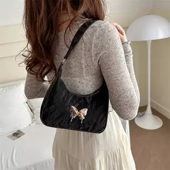 Нишевая текстура подмышечная женская сумка новая модная простая универсальная сумка через плечо высококачественная бабочка декоративная сумка белый