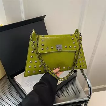 Нишевая текстура ретро подмышки большая женская сумка 2024 весна цепь сумка-мессенджер новая мода ретро сумка-конверт чёрный