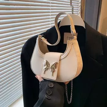 Нишевая текстура женская сумка новая повседневная модная простая сумка иностранный стиль сумка-мессенджер через плечо сумка-полумесяц подмышкой чёрный