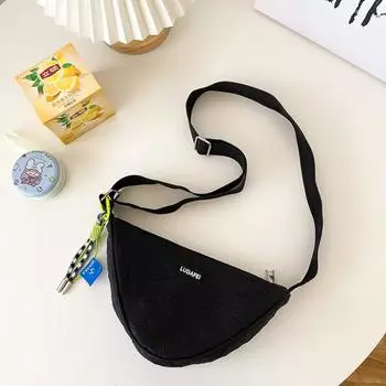 Нишевая треугольная сумка через плечо для мобильного телефона, женская модная сумка для пельменей, повседневная универсальная сумка на плечо, длина 26 см, ширина 15 см, высота 13 см чёрный