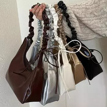 Нишевая высококачественная сумка подмышкой женская плиссированная модная сумка через плечо для поездок на работу универсальная сумка-мессенджер Foreign серебряный