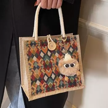 Нишевая высококачественная водонепроницаемая льняная сумка осень и зима новая подарочная сумка пятно ручная переноска маленькая сумка