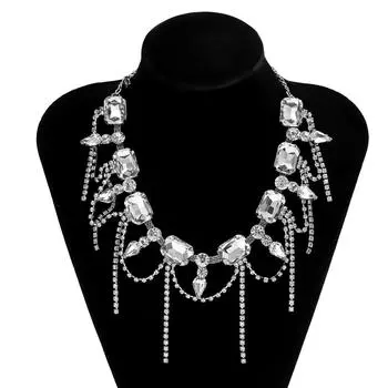 Нишевое дизайнерское легкое роскошное полное бриллиантовое колье, милое крутое ожерелье со стразами и кисточками, цепочка на ключицу